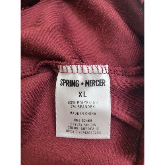Spring & Mercer Velvet Legging Tee Burgundy V-Neck Short Sleeve Top Womens Sz XL - Picture 8 of 9